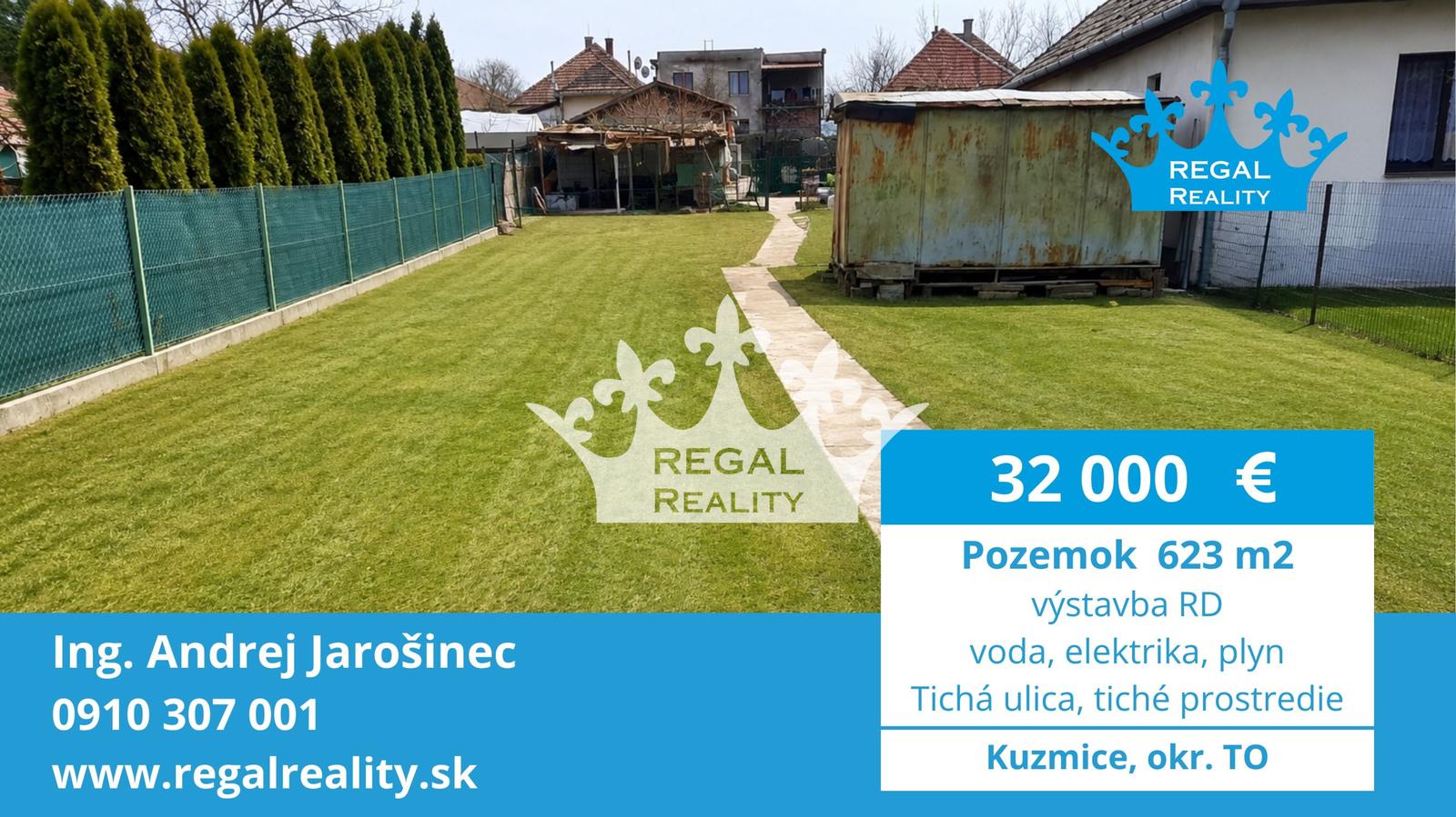 POZEMOK na RD, 623 m2, Kuzmice, okr. Topoľčany