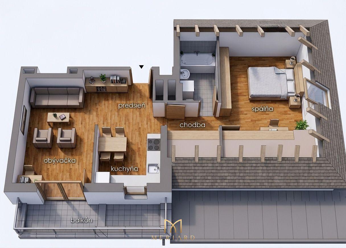 2-izbový podkrovný byt s balkónom | 64,83 m² | Novostavba | 163 500 € | Rajka – fotka 2