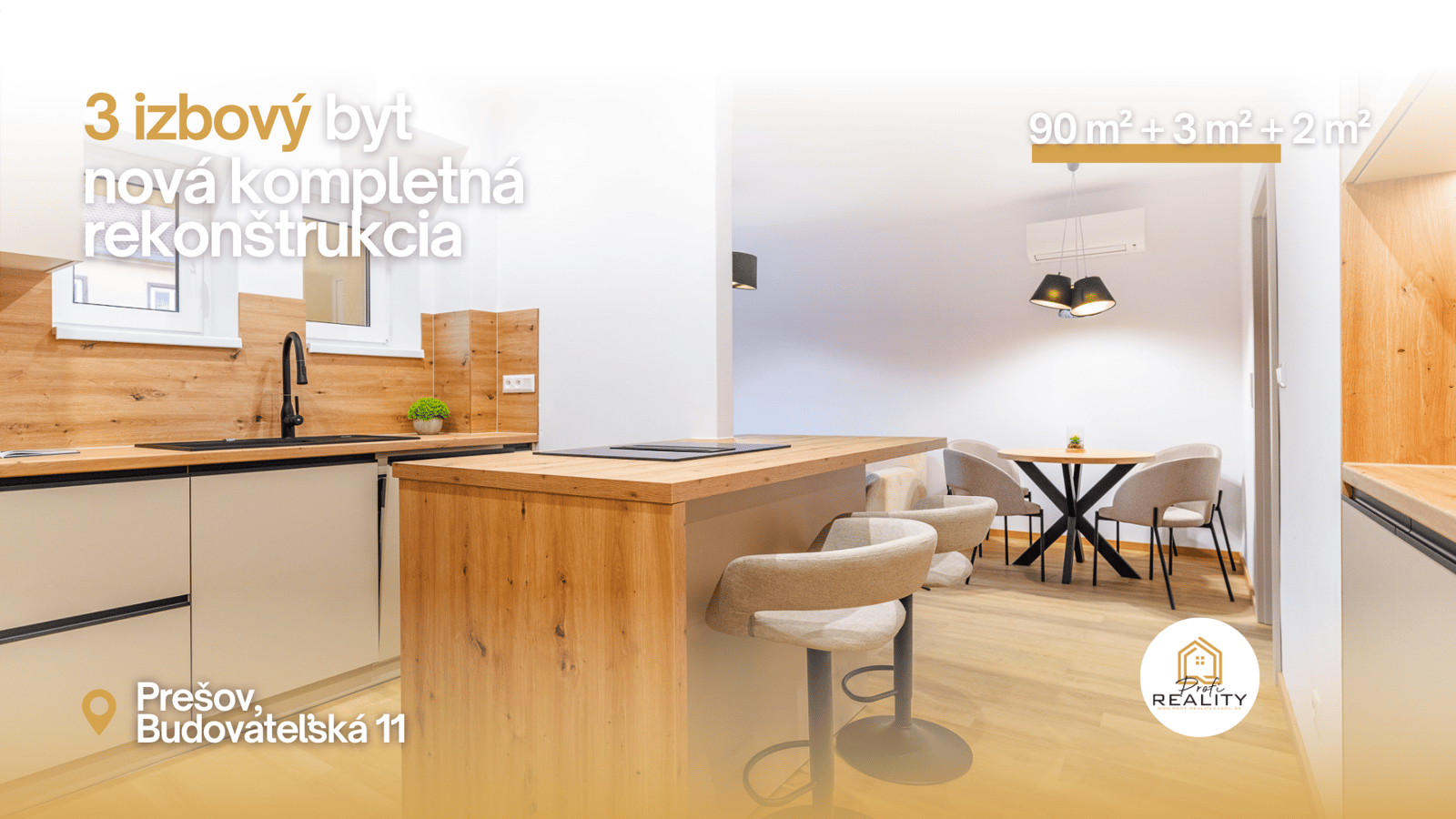 PRENÁJOM | LUXUSNÝ 3i tehlový BYT, 90 m²,centrum PO, balkón, klíma, ZARIADENÝ