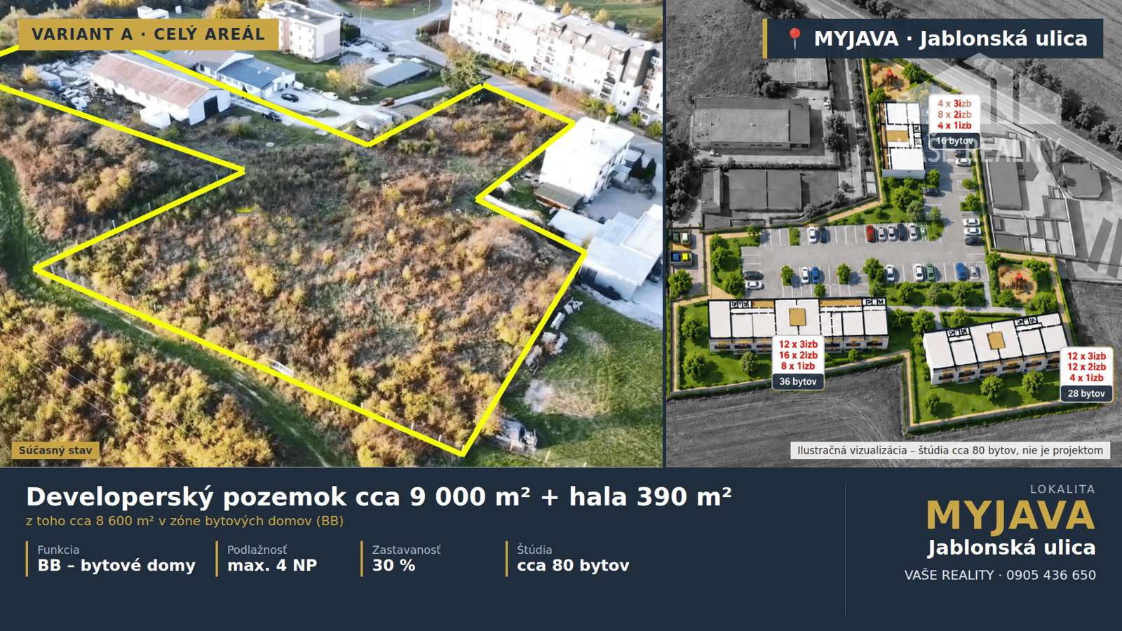 DEVELOPERSKÝ POZEMOK 9000 m² S HALOU – MYJAVA | Jablonská cesta