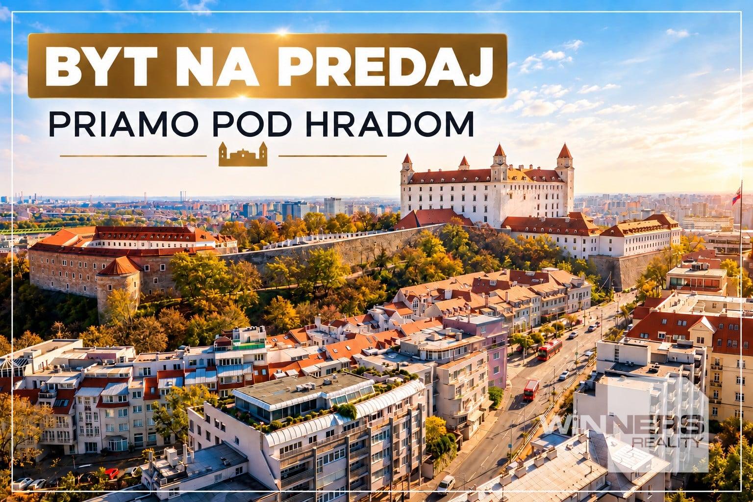 Veľkometrážny 4-izbový byt 166,94 m² priamo pod Bratislavským hradom, 2 loggie + parkovanie, Zámocká ul.