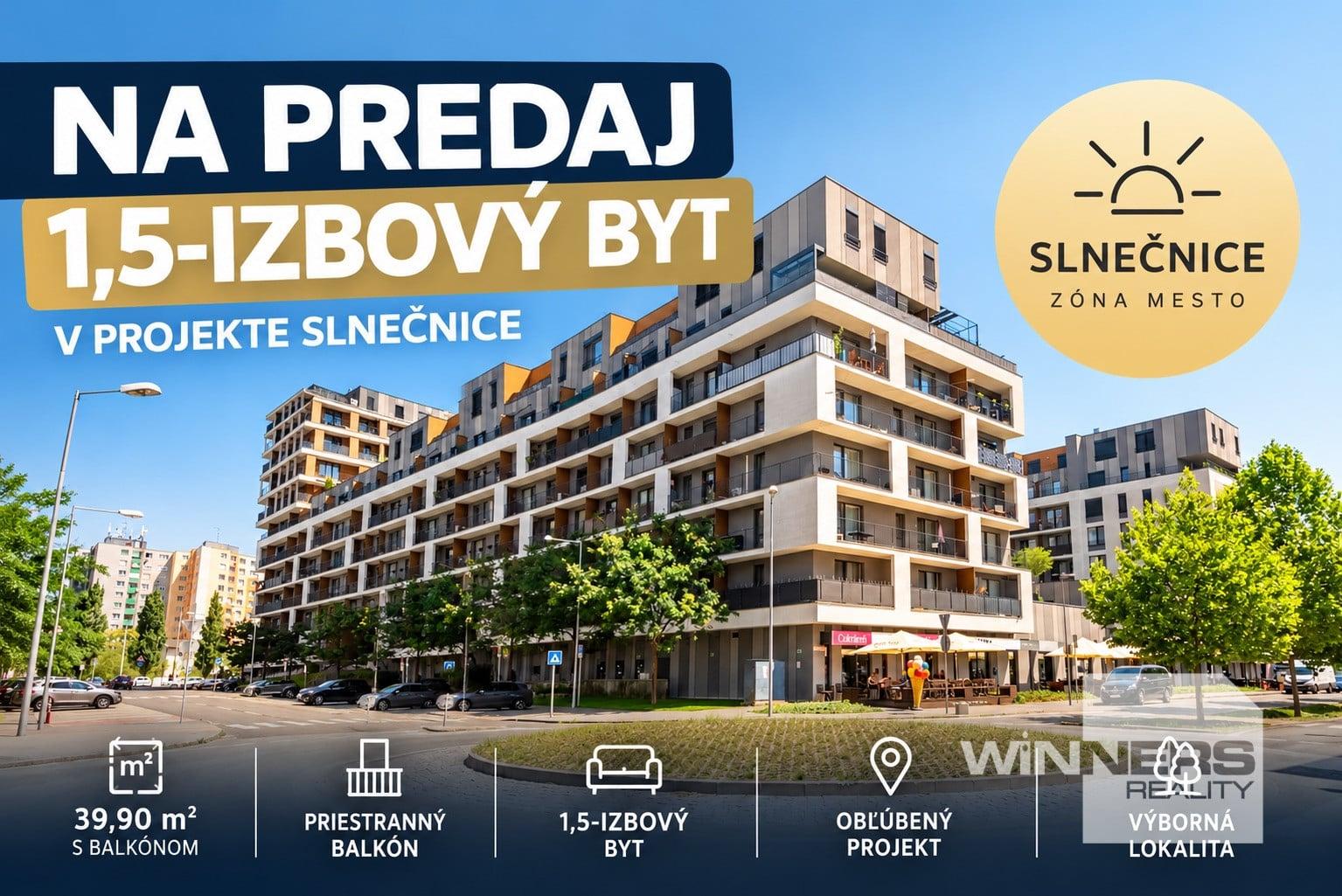 NA PREDAJ - štýlový 1,5-izbový byt s priestranným balkónom v projekte Slnečnice Zóna Mesto