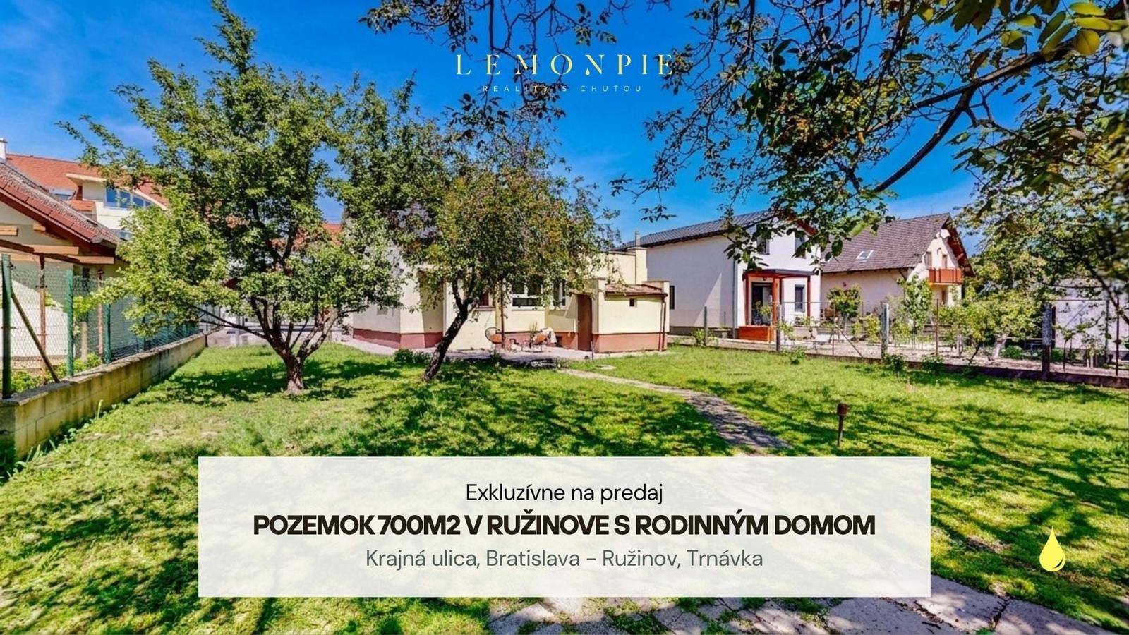 Na predaj pozemok 705 m² v slepej ulici s domom v Ružinove
