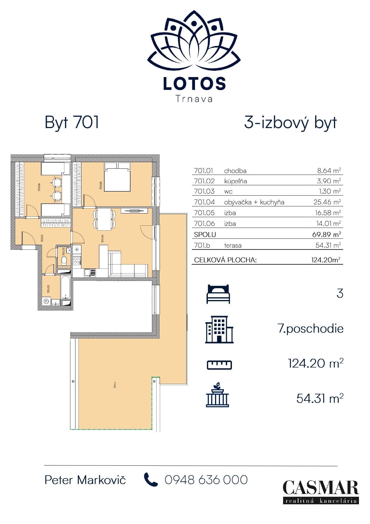 Exkluzívny 3-izbový byt s terasou – LOTOS Trnava, 7. a 8. poschodie – fotka 2