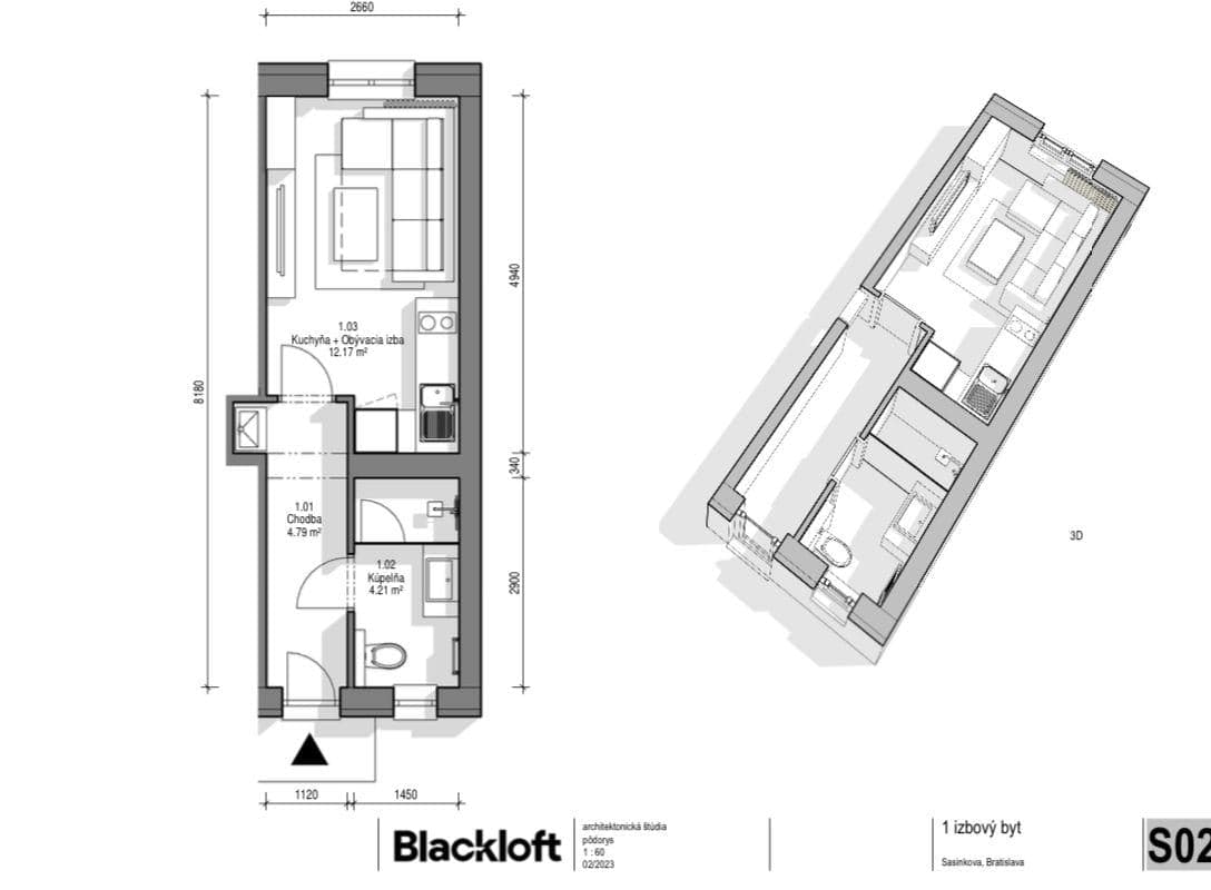 Moderný 1-izbový byt (štúdio) v centre Bratislavy