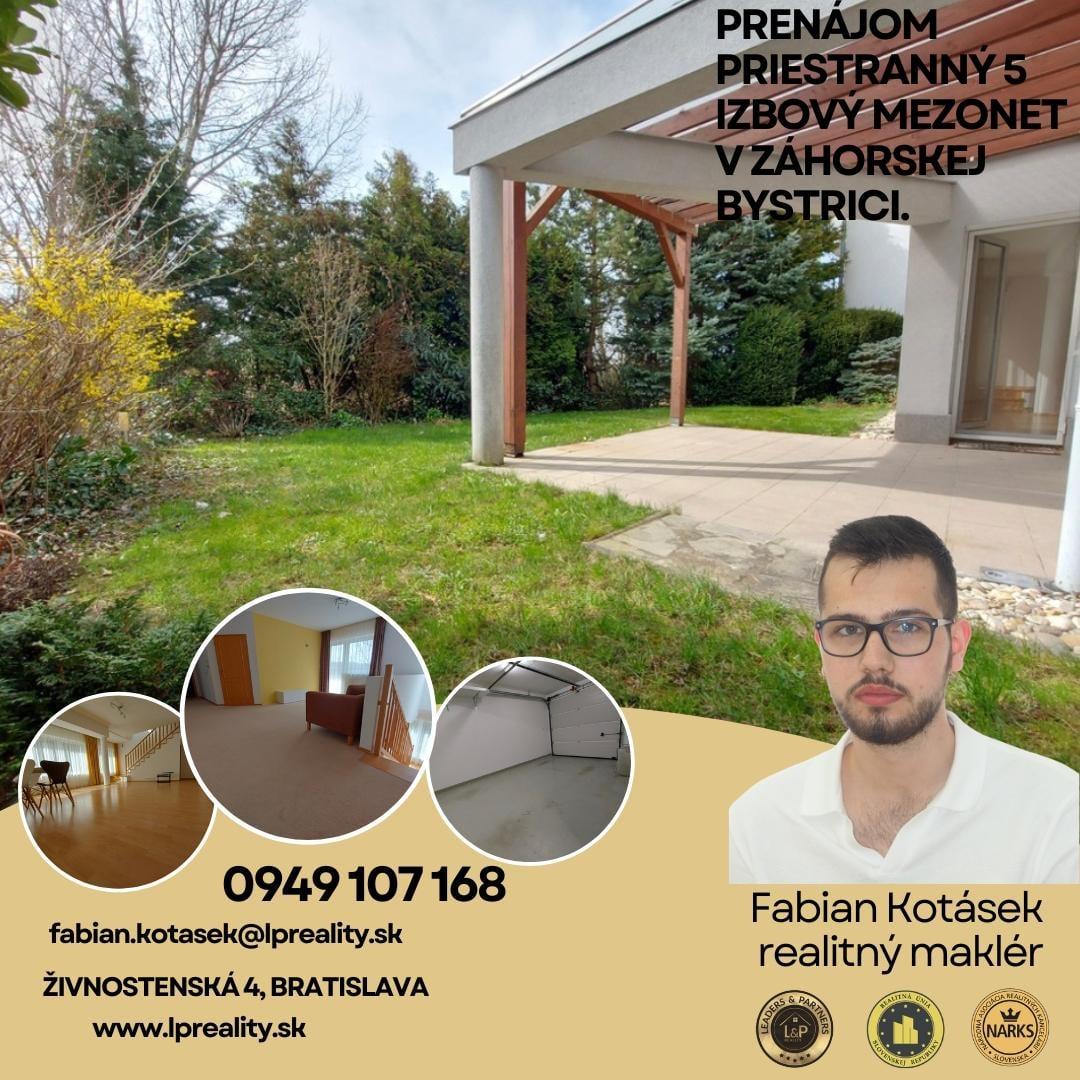 PRENÁJOM VEĽKÝ 5 IZBOVÝ MEZONET, ZÁHORSKÁ BYSTRICA