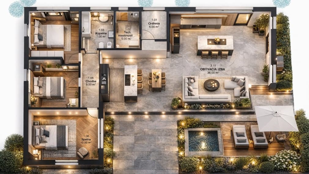 KOMPAKTNÝ BUNGALOV S VEĽKOU TERASOU 202 800,-€ – fotka 2