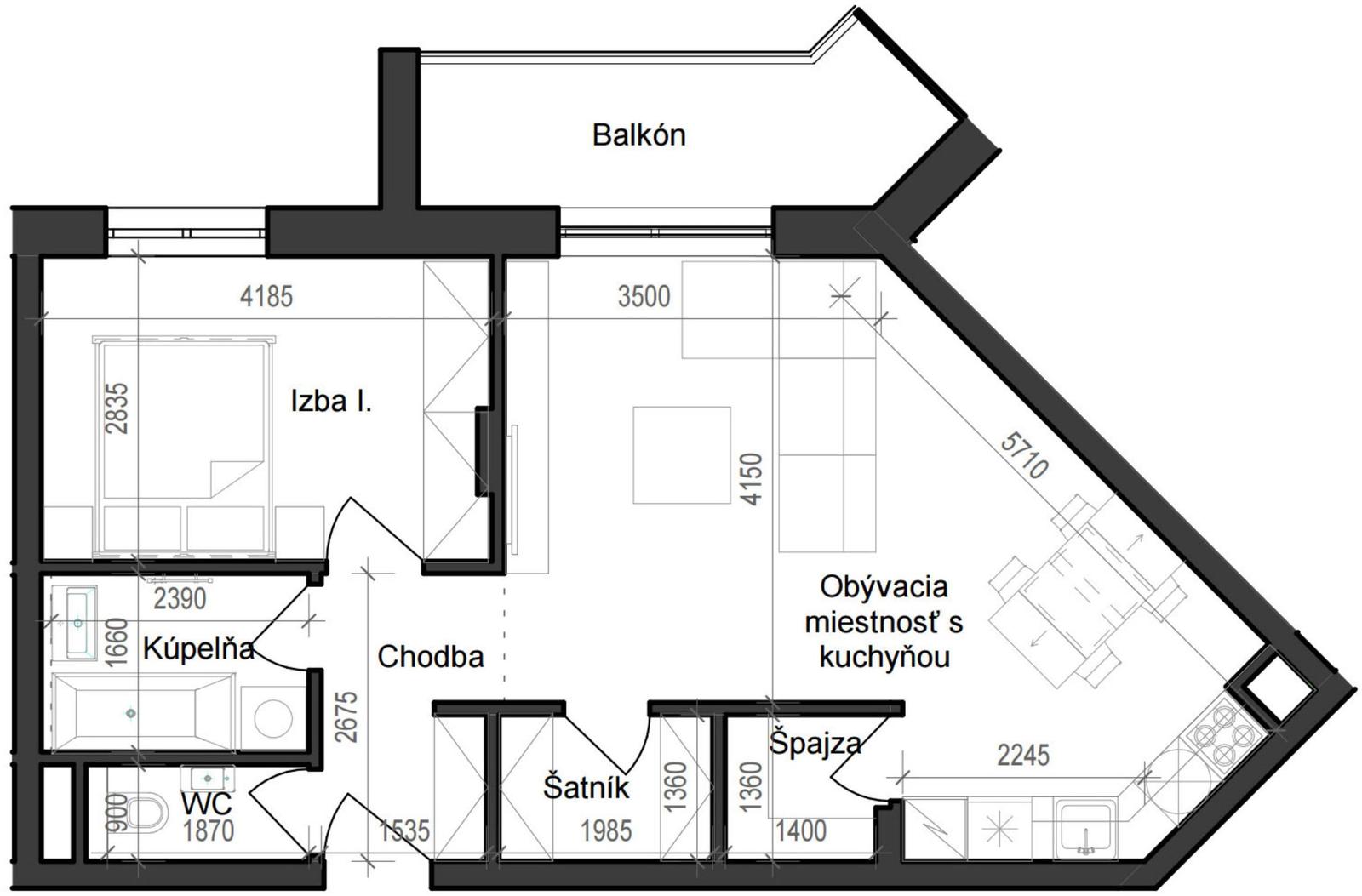 2 izbový byt B11 - 2E