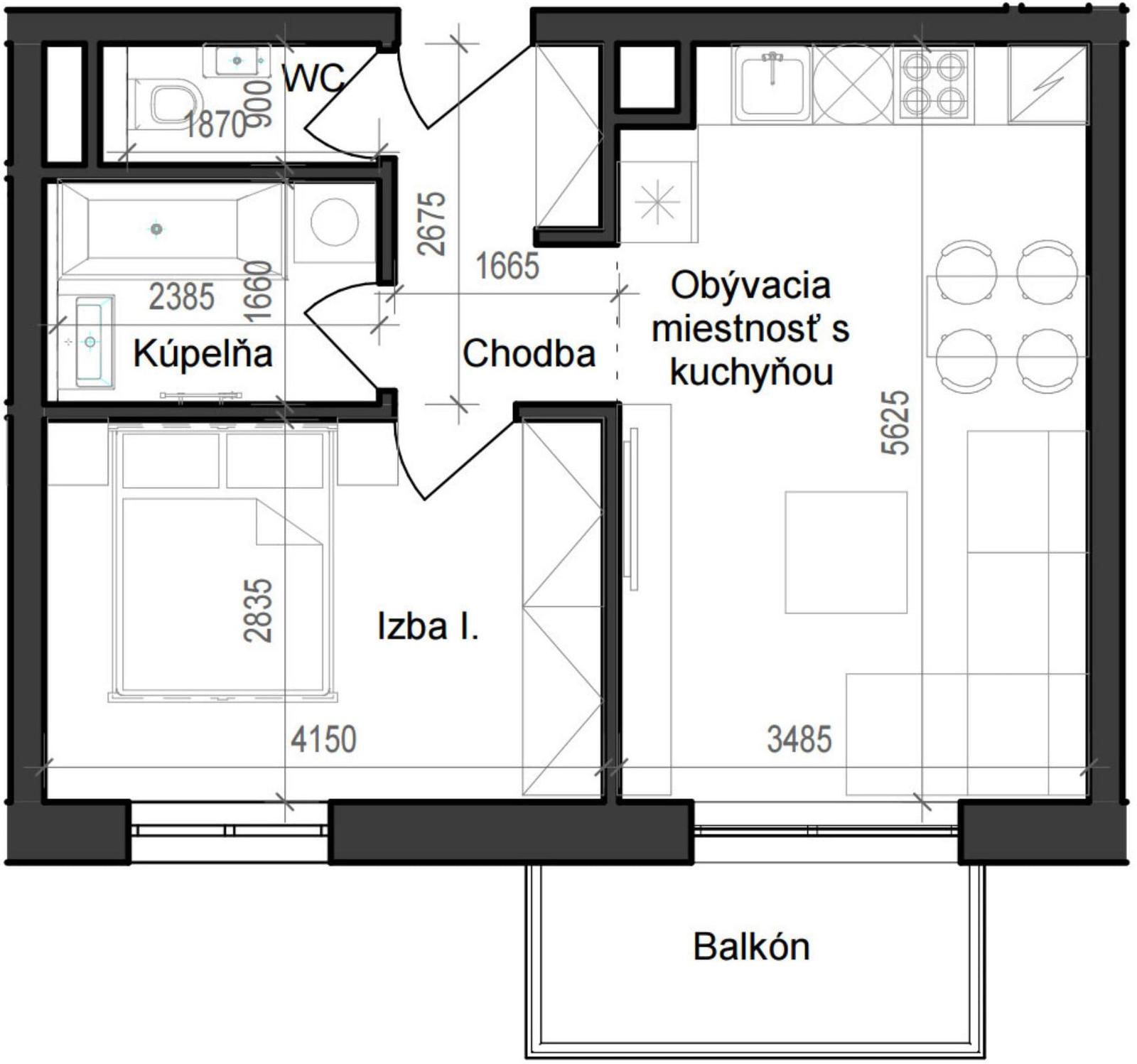2 izbový byt B11 - 3A