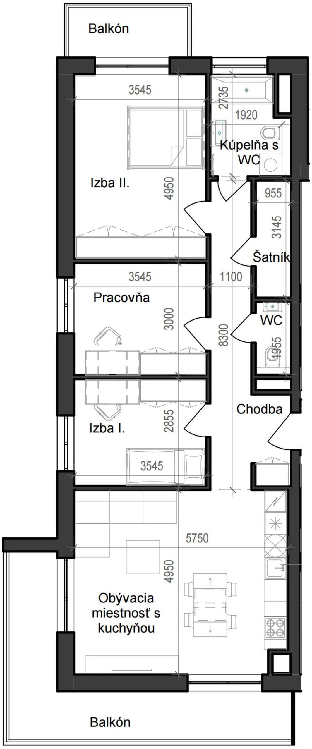 4 izbový byt B11 - 3C