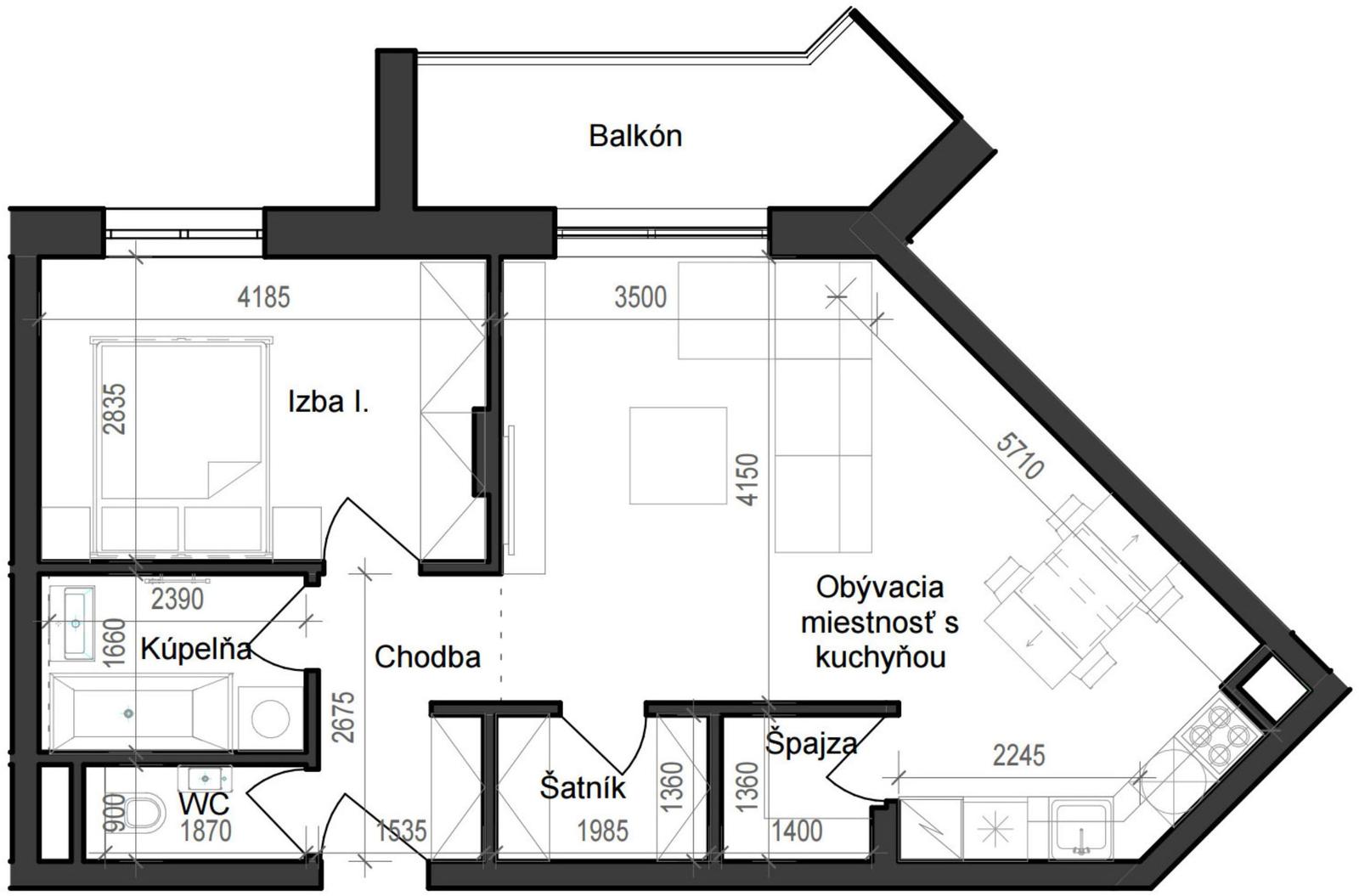 2 izbový byt B11 - 3E