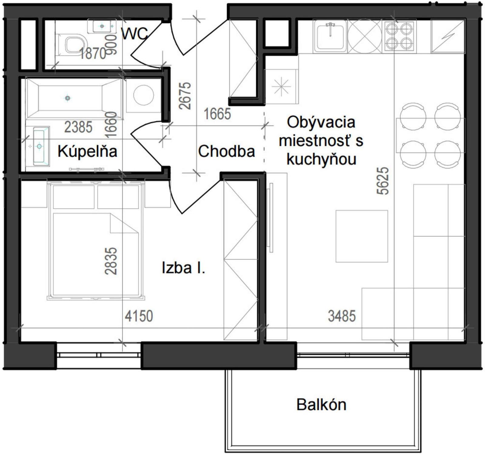 2 izbový byt B11 - 4A