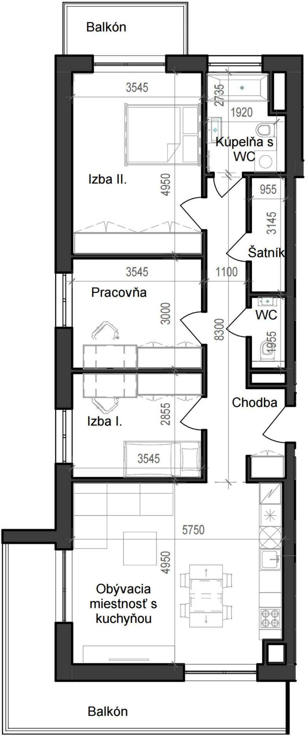 4 izbový byt B11 - 4C