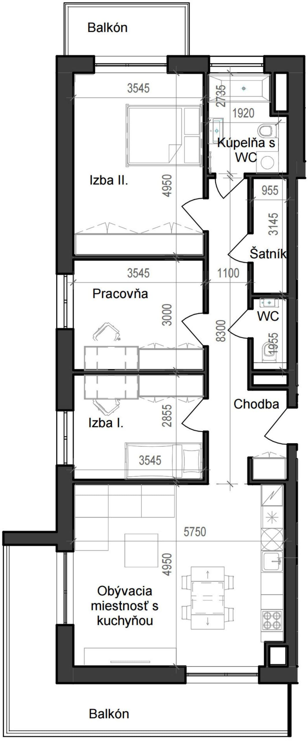 4 izbový byt B11 - 5C