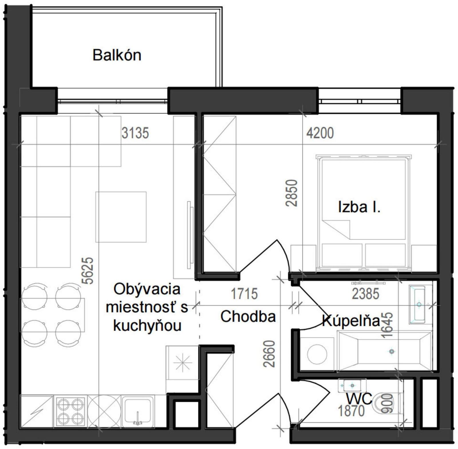 2 izbový byt B11 - 5D