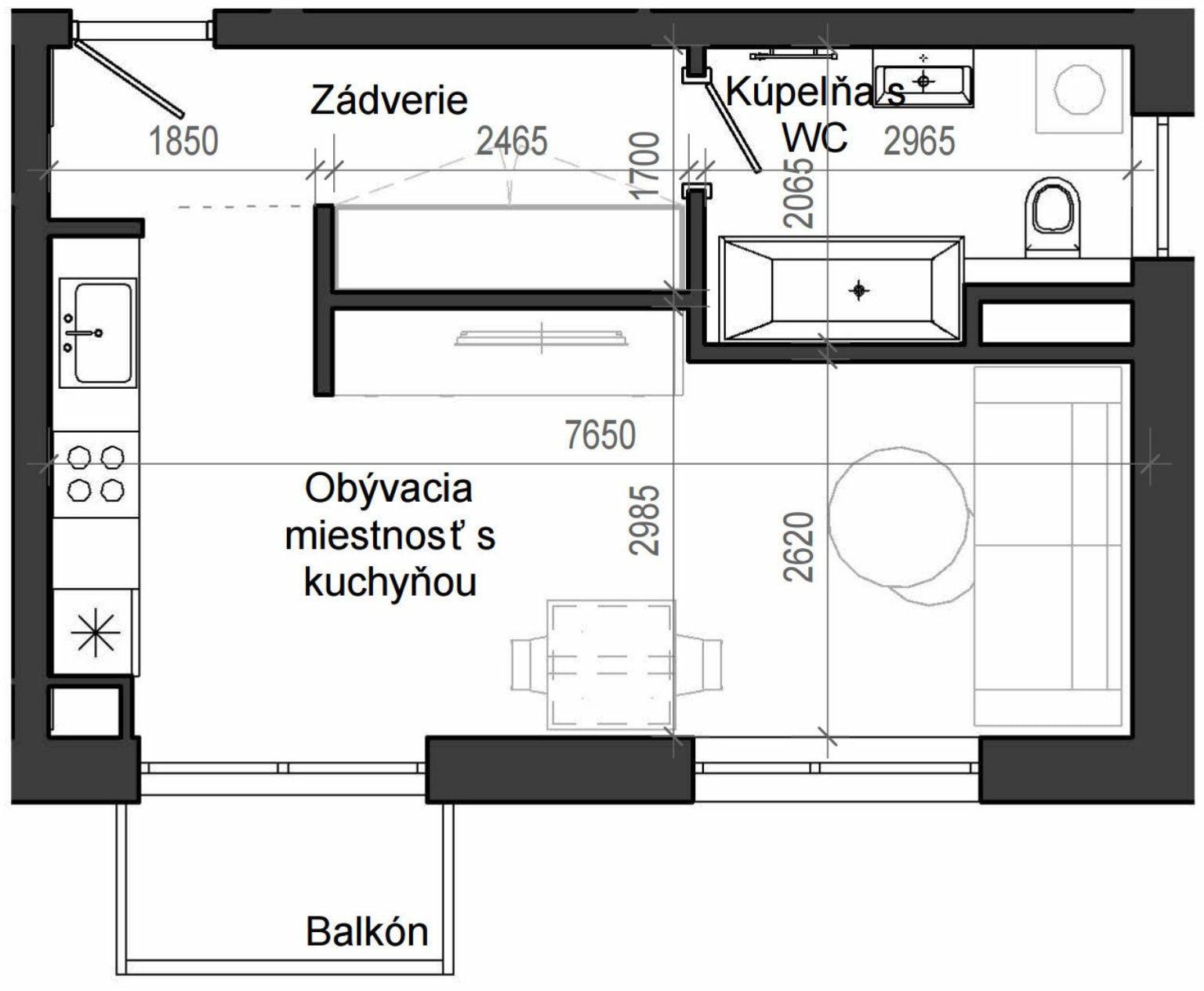1 izbový byt B13 - 1G