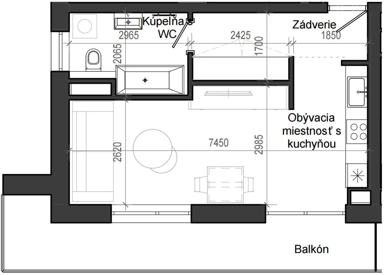 1 izbový byt B13 - 3B