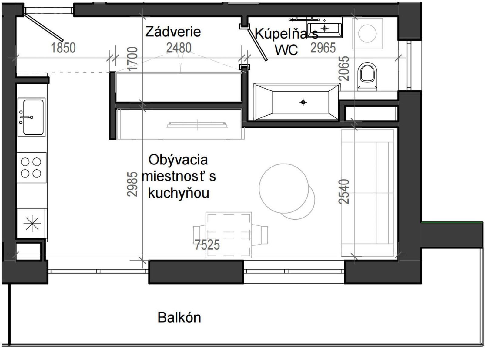 1 izbový byt B13 - 3G