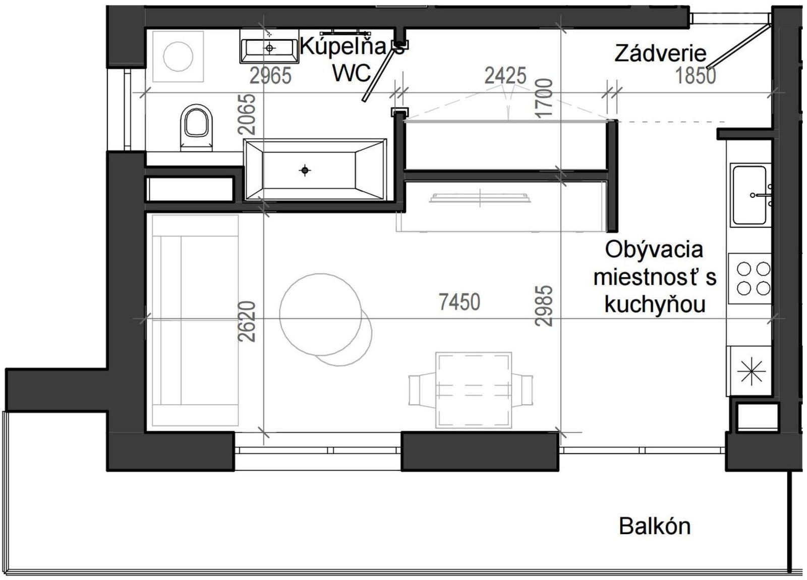 1 izbový byt B13 - 4B