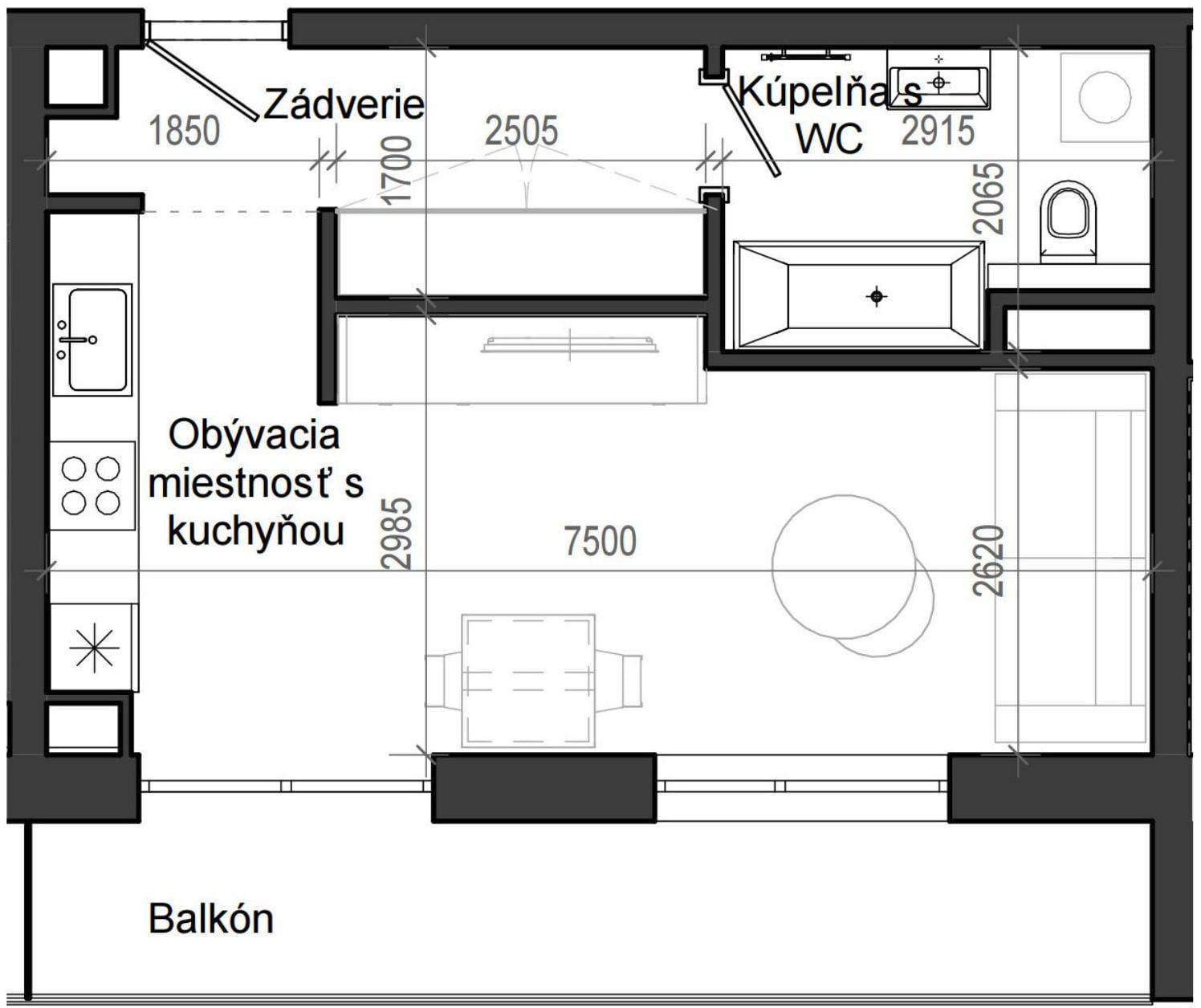 1 izbový byt B13 - 5A