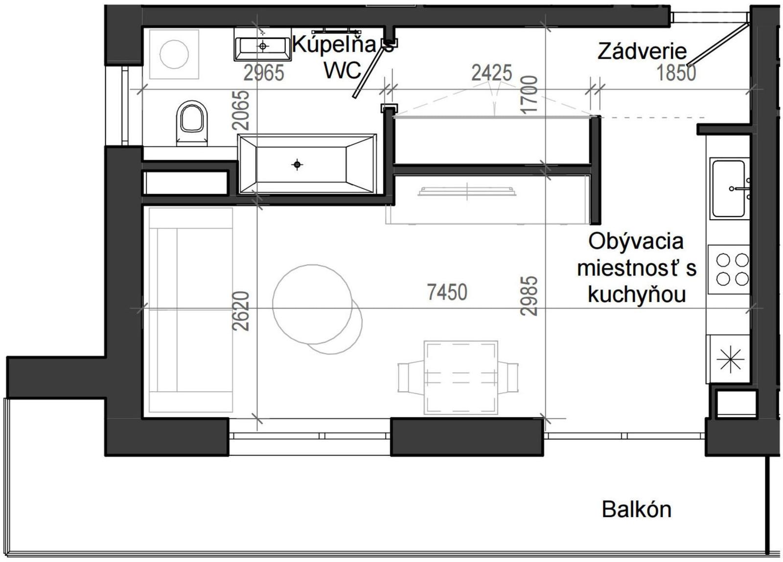 1 izbový byt B13 - 5B