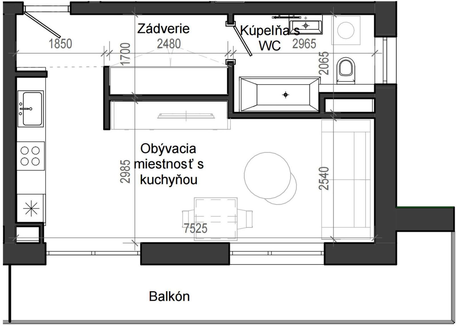 1 izbový byt B13 - 5G