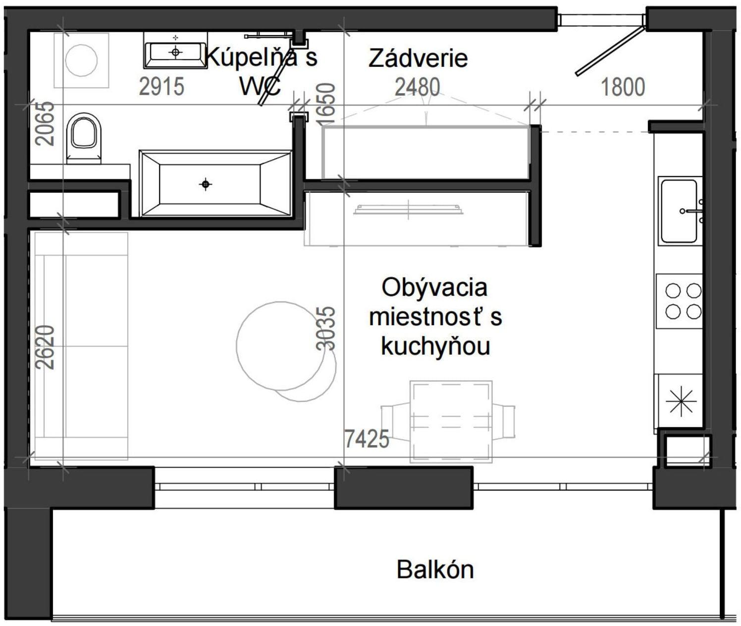 1 izbový byt B13 - 5H