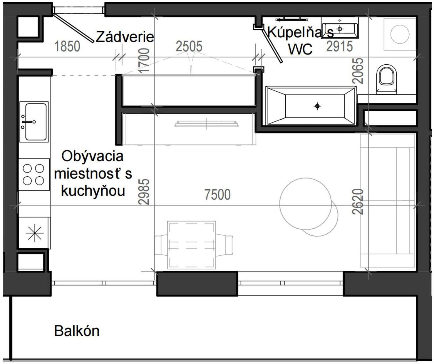 1 izbový byt B13 - 6A