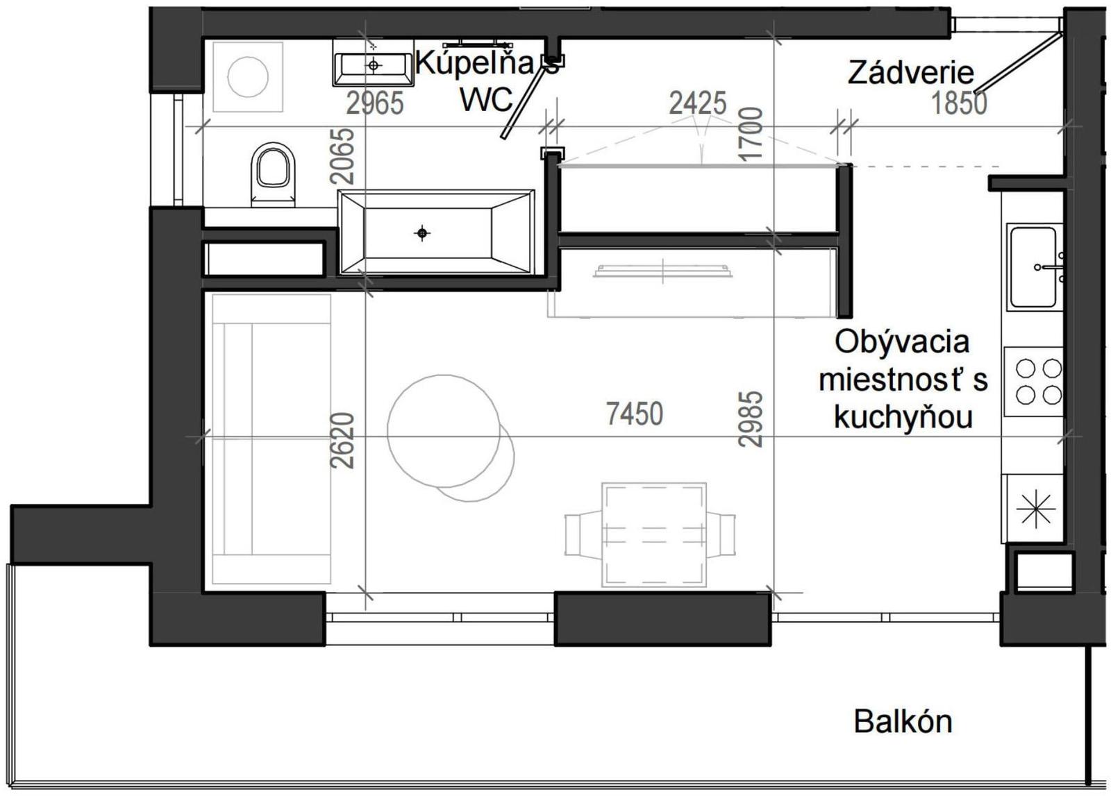 1 izbový byt B13 - 6B