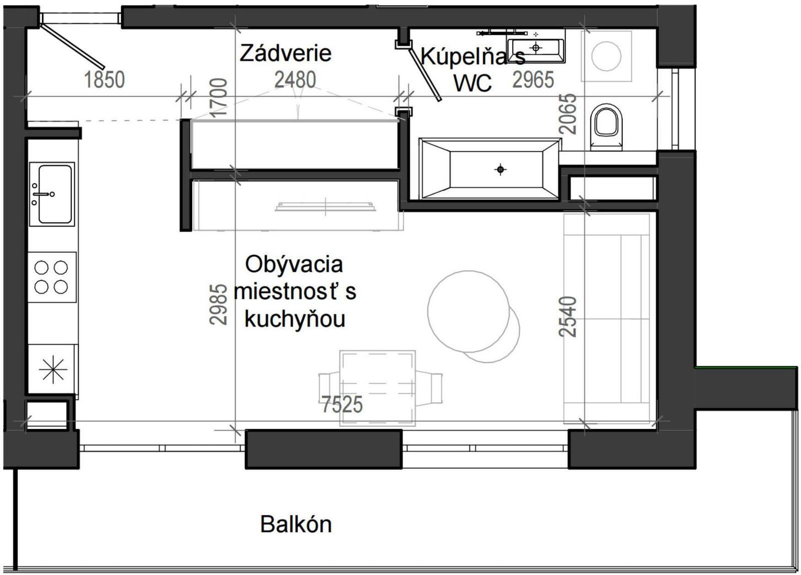 1 izbový byt B13 - 6G
