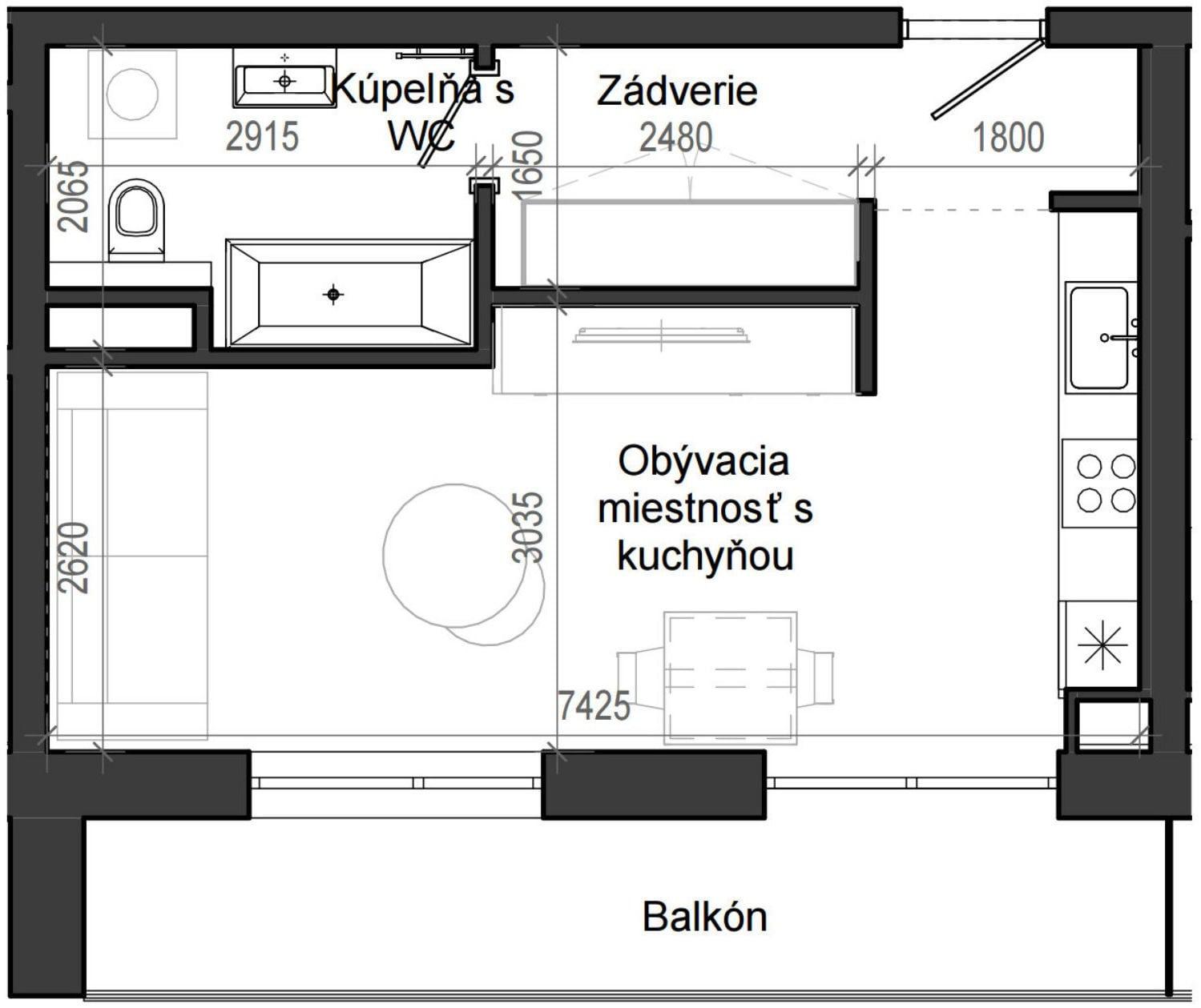 1 izbový byt B13 - 6H