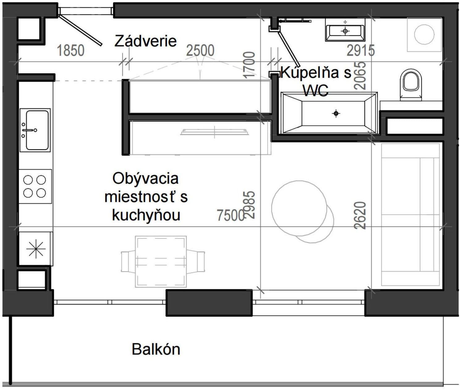 1 izbový byt B13 - 7A