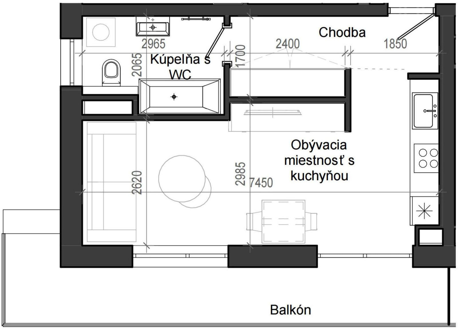 1 izbový byt B13 - 7B