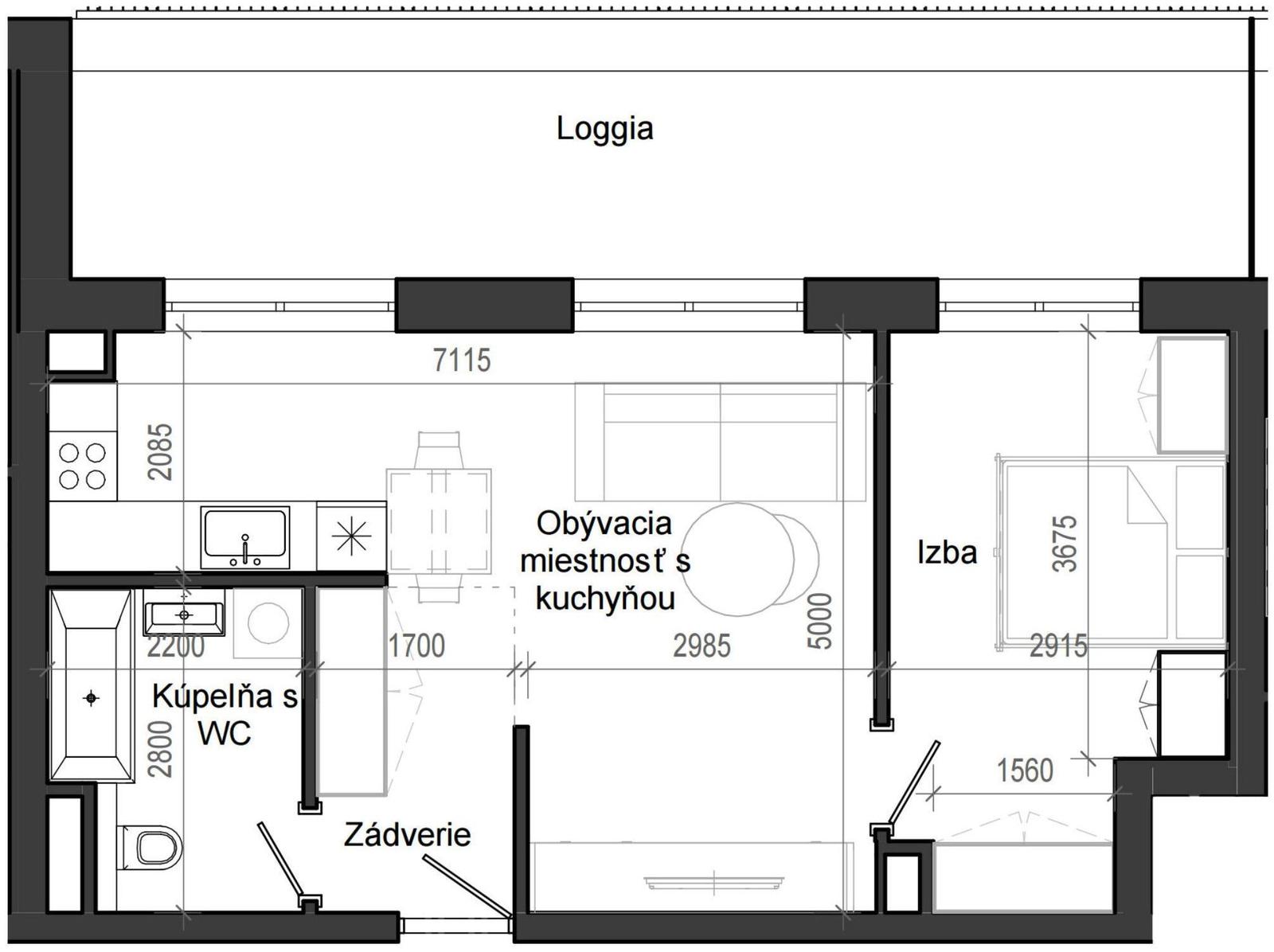 2 izbový byt B13 - 7D