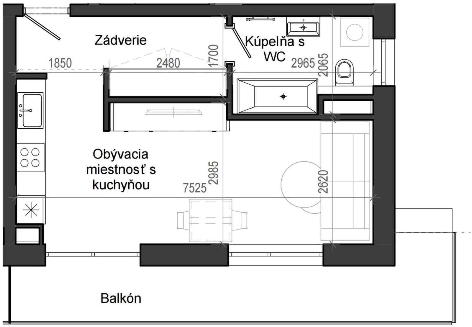 1 izbový byt B13 - 7G