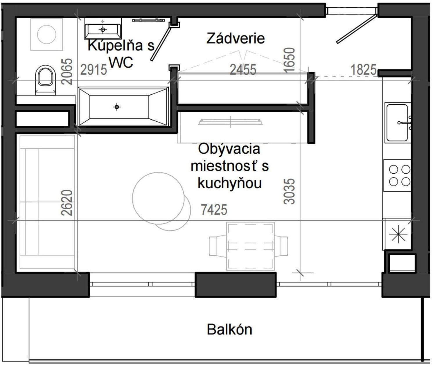 1 izbový byt B13 - 7H