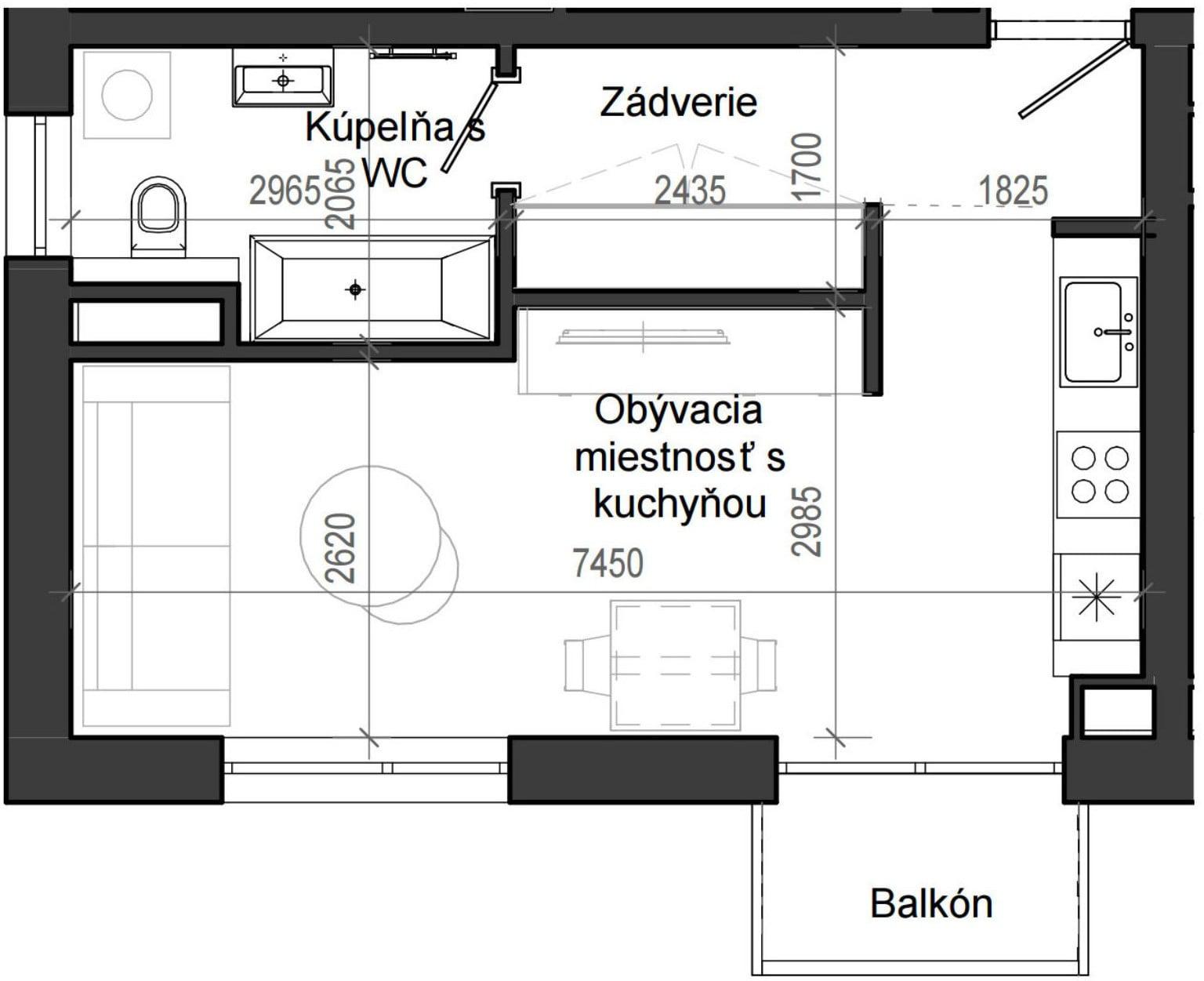 1 izbový byt B13 - 8B