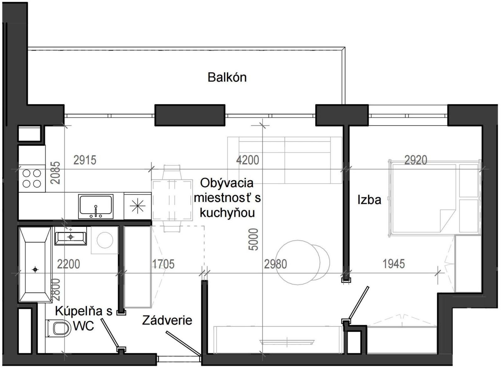 2 izbový byt B13 - 8D