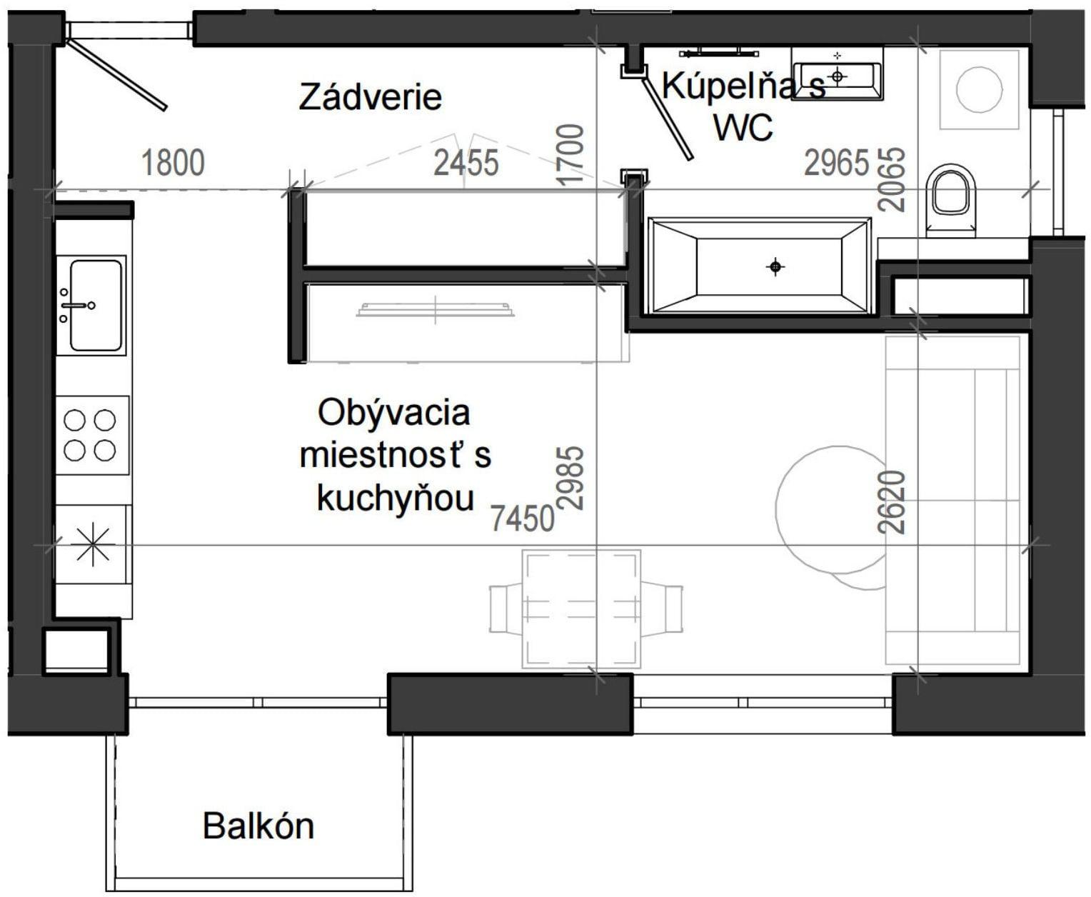 1 izbový byt B13 - 8G