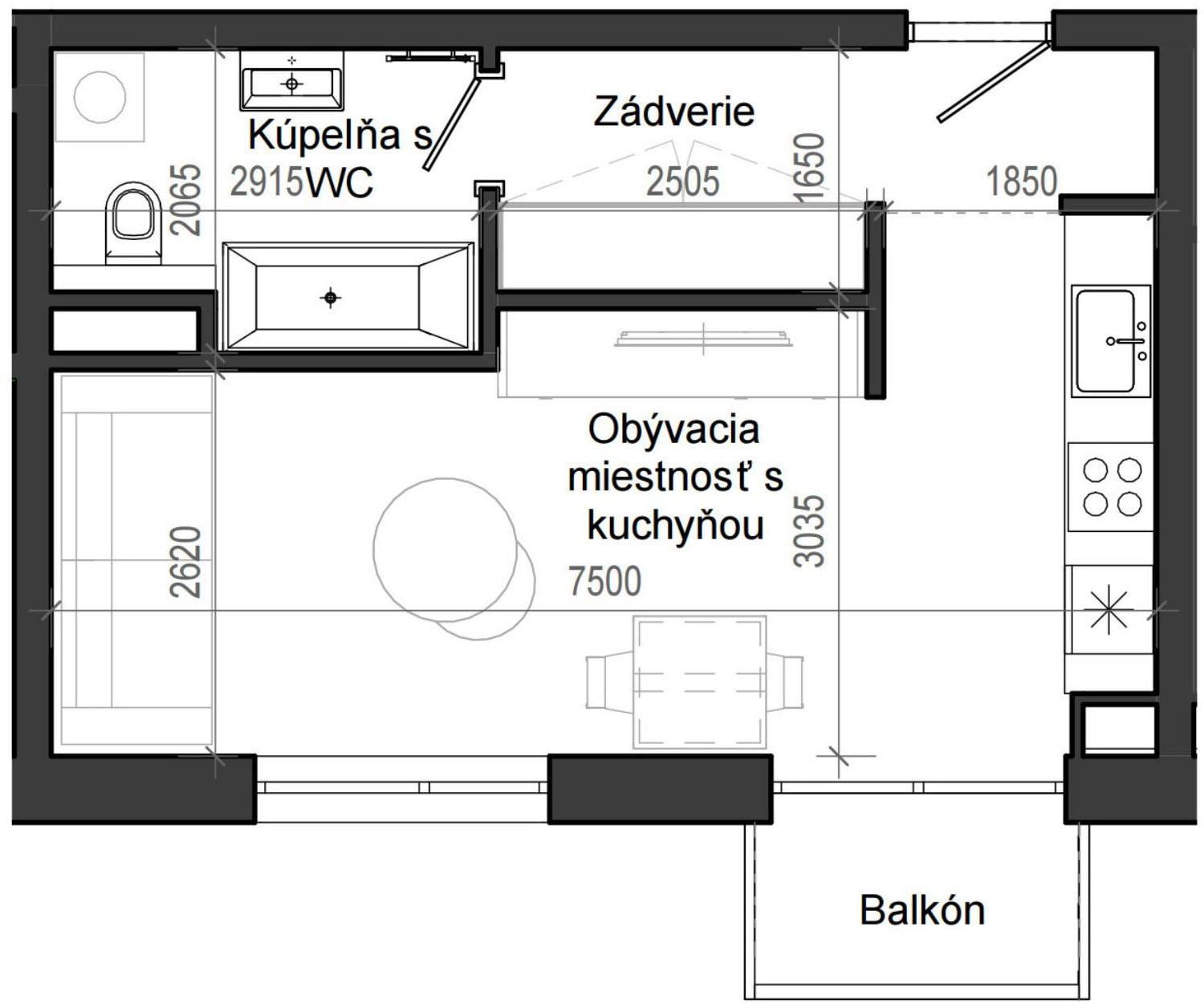 1 izbový byt B13 - 8H