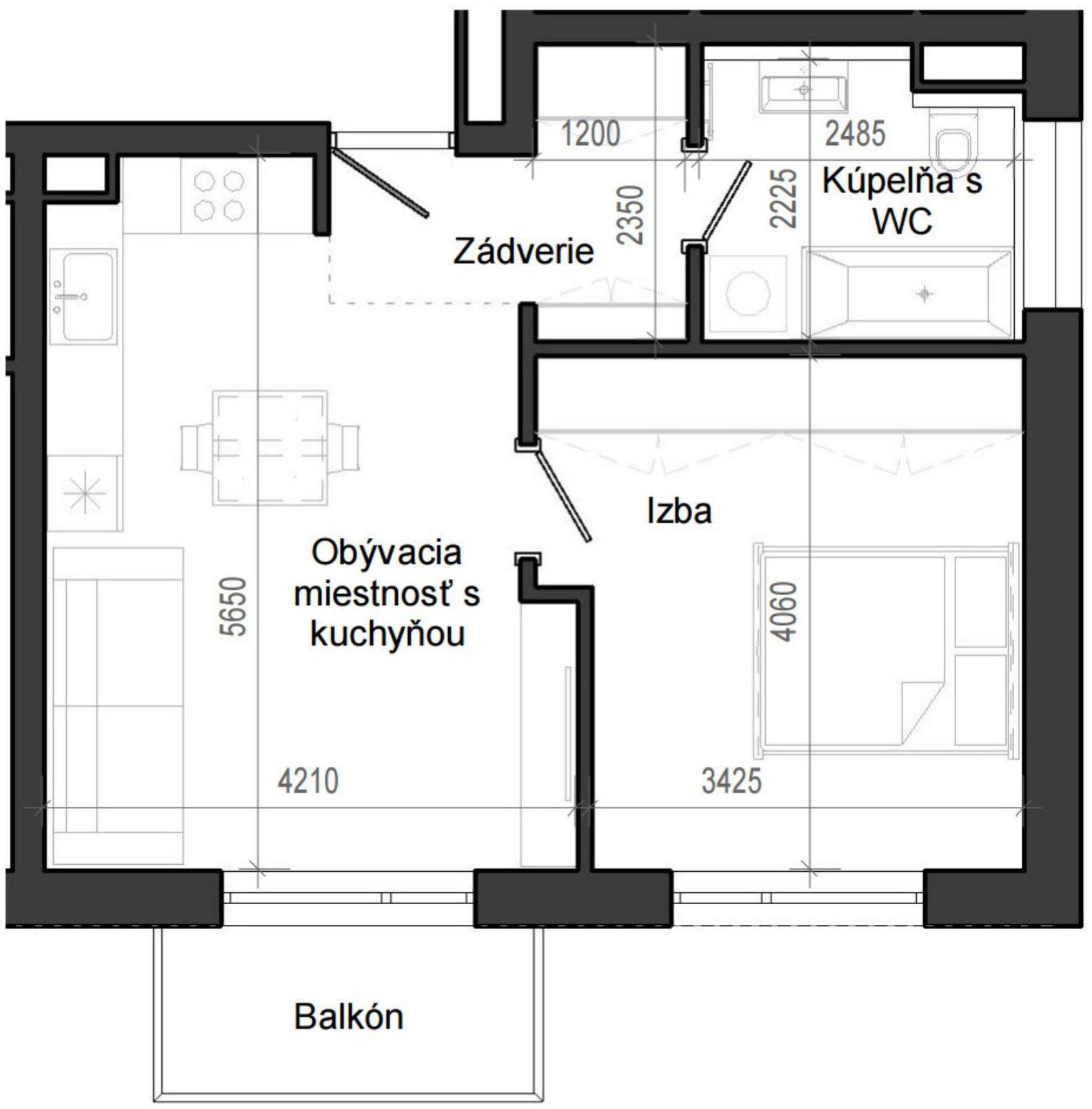2 izbový byt B14 - 1G