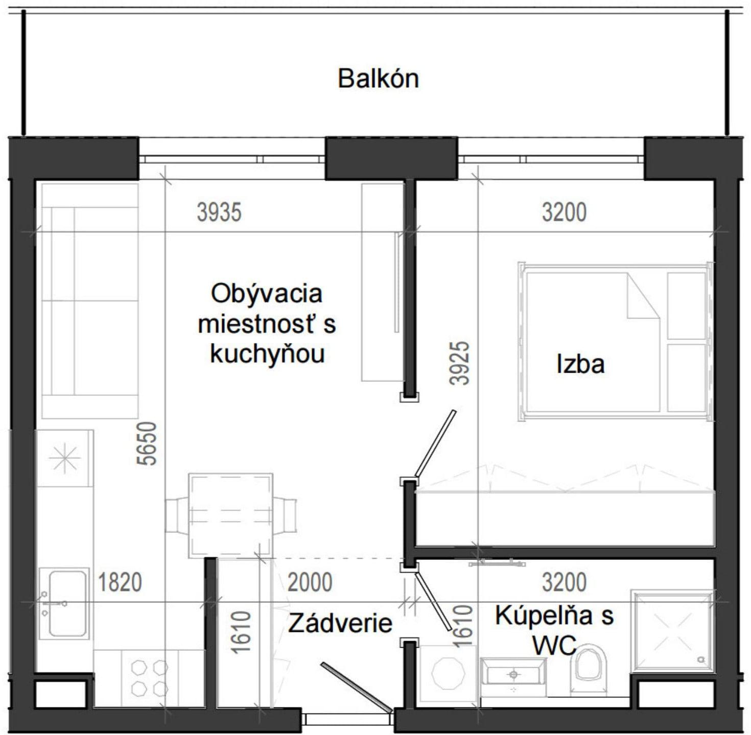 2 izbový byt B14 - 2E
