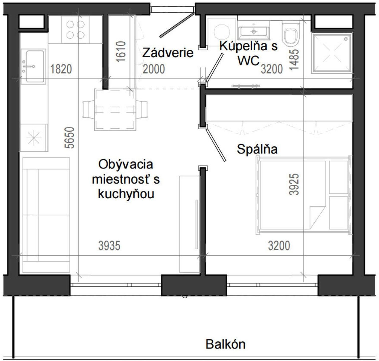 2 izbový byt B14 - 2H