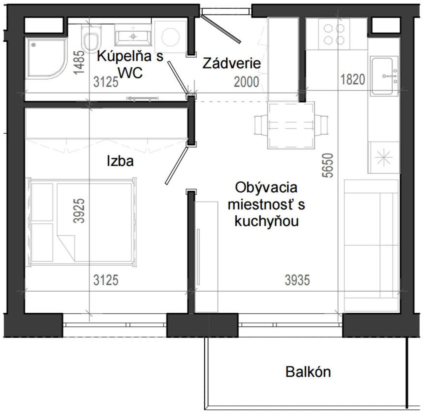 2 izbový byt B14 - 2I