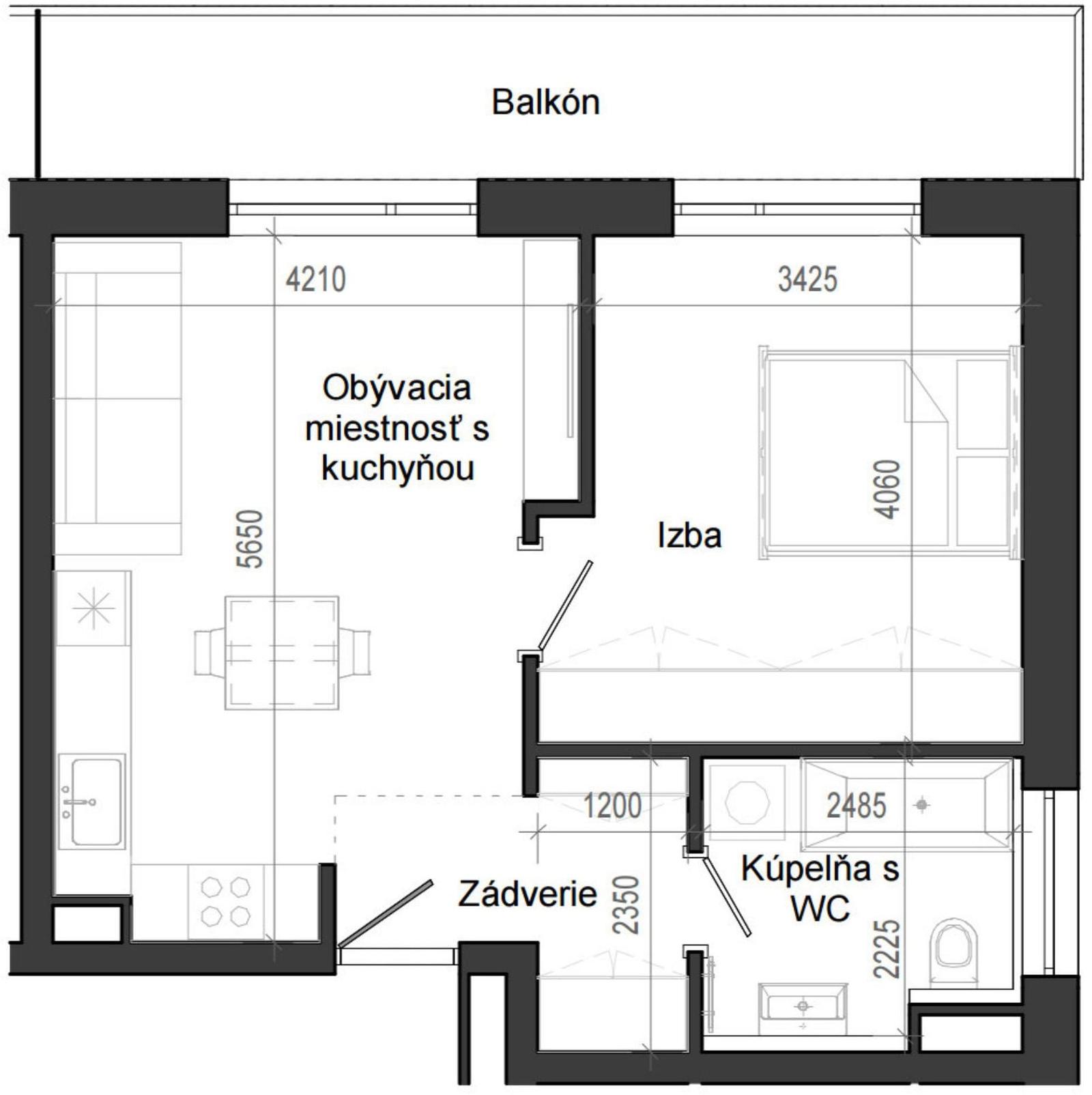 2 izbový byt B14 - 3F