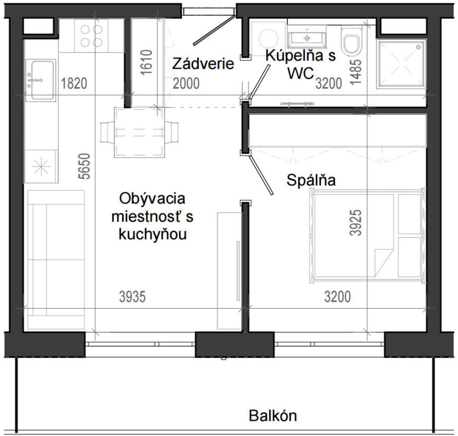 2 izbový byt B14 - 3H