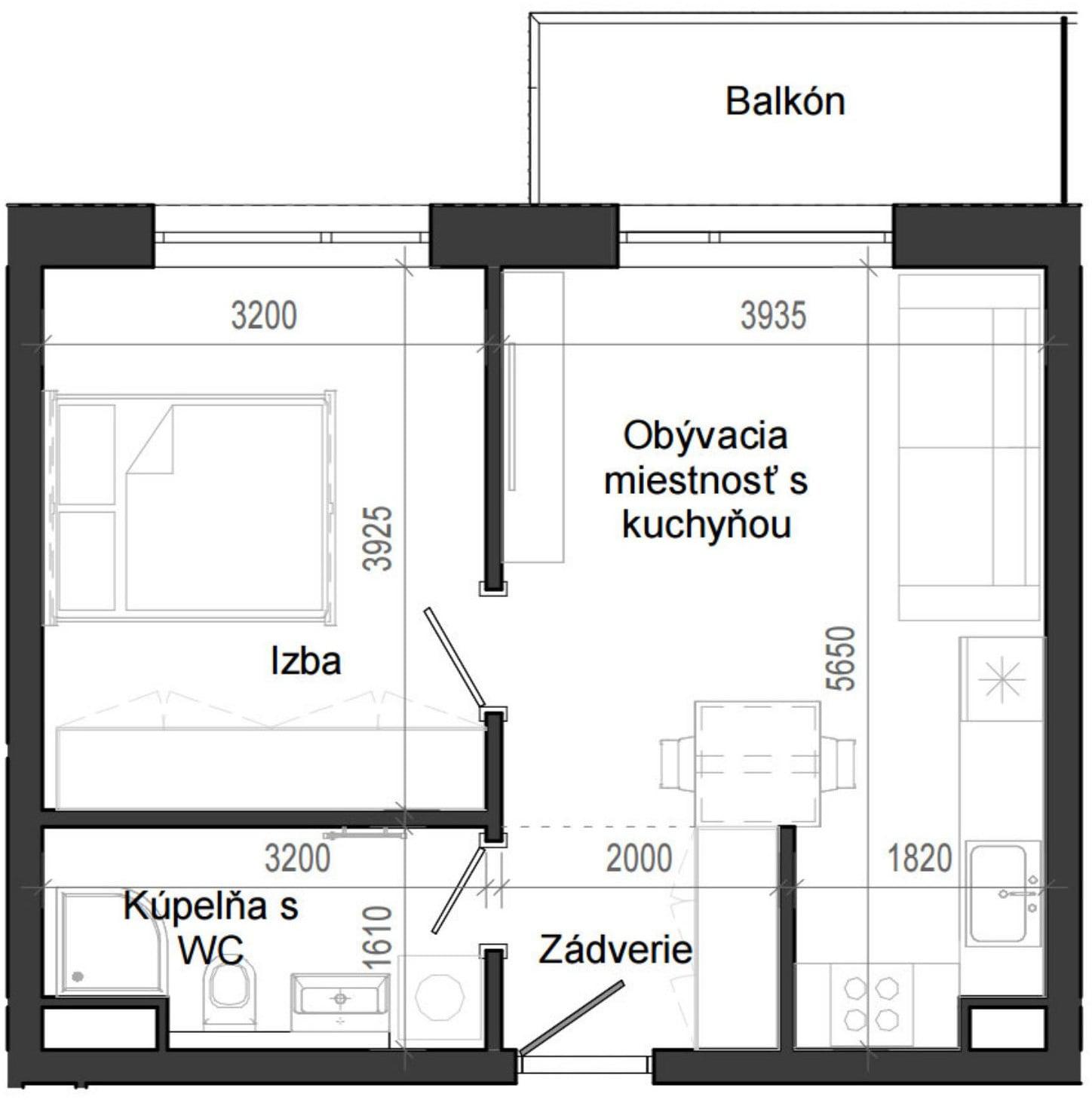 2 izbový byt B14 - 4D