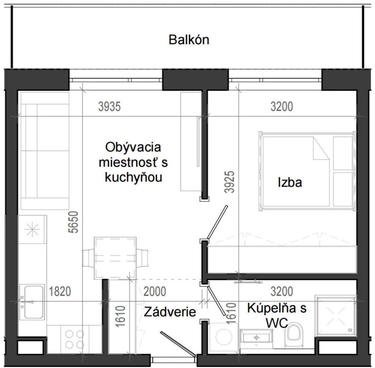 2 izbový byt B14 - 4E