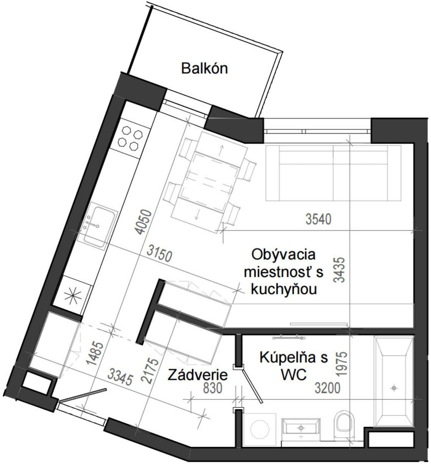 1 izbový byt B14 - 5B