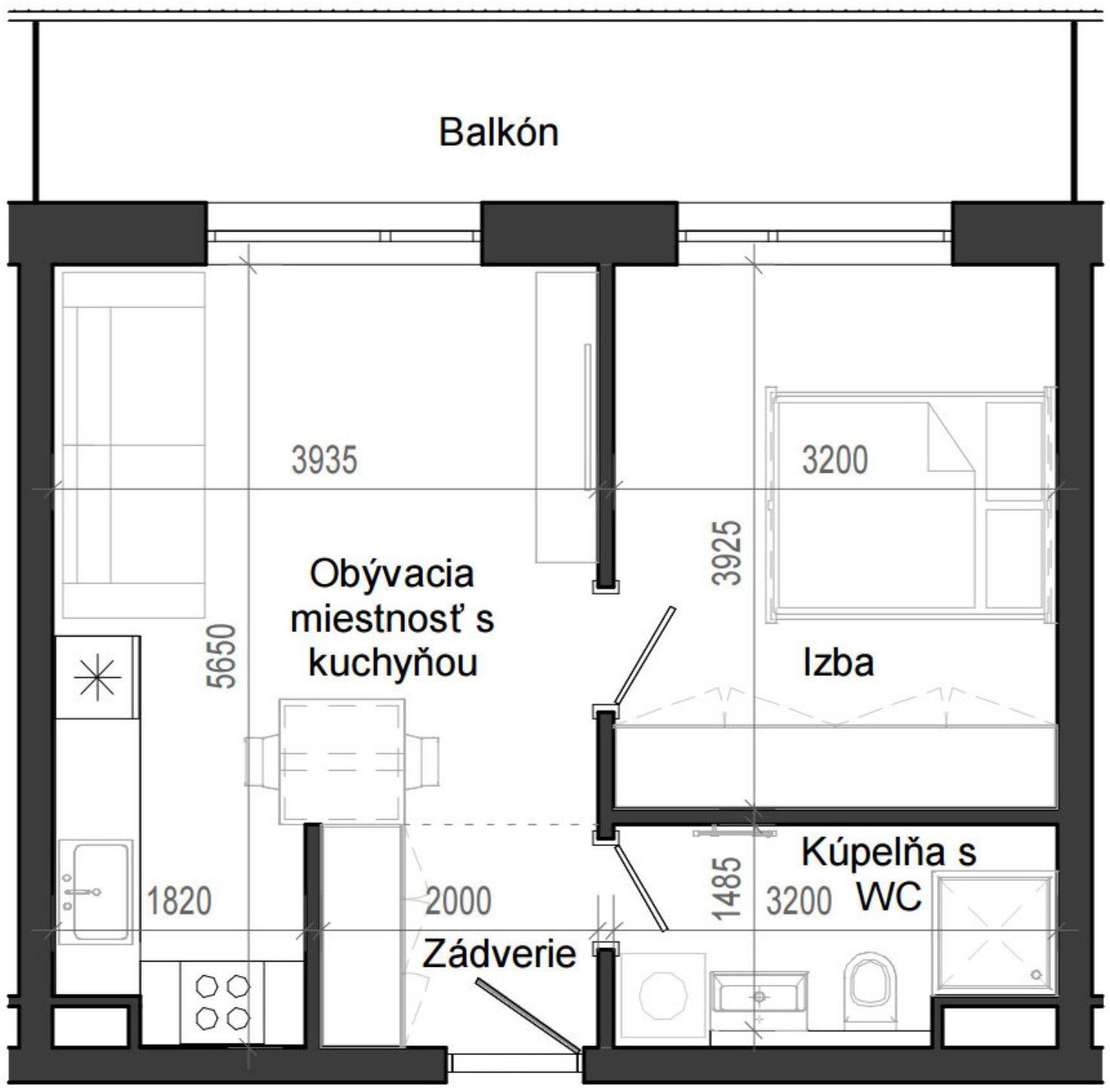 2 izbový byt B14 - 5D